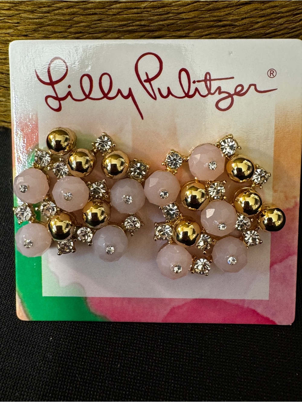Lilly Pulitzer Blush Pink and Gold Cluster Stud Earrings